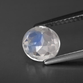 1.44캐럿 천연 블루 화이트 레인보우 문스톤, 라운드 컷, 6.90 mm, VS