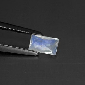 0.42캐럿 천연 블루 화이트 레인보우 문스톤, 바게트, 5.9×3.6 mm, 투명한