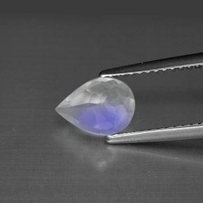 0.95캐럿 천연 블루 화이트 레인보우 문스톤, 배 모양, 8.2×6 mm, VS