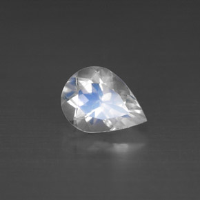 1.02캐럿 천연 블루 화이트 레인보우 문스톤, 배 모양, 8.1×6.1 mm, VS