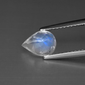 1.02캐럿 천연 블루 화이트 레인보우 문스톤, 배 모양, 8.1×6.1 mm, VS
