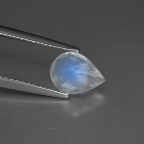 0.93캐럿 천연 블루 화이트 레인보우 문스톤, 배 모양, 8.1×6 mm, VS
