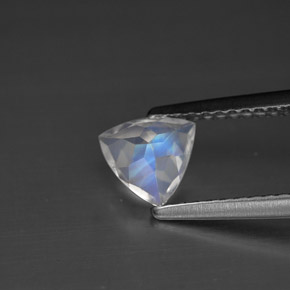 0.57캐럿 천연 블루 화이트 레인보우 문스톤, 트릴리언, 6.1×5.8 mm, VS