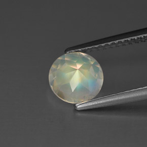 0.97캐럿 천연 블루 화이트 레인보우 문스톤, 라운드 컷, 6.98 mm, VS