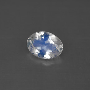 0.92캐럿 천연 블루 화이트 레인보우 문스톤, 타원형 컷, 7.9×5.8 mm, VS