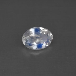 0.92캐럿 천연 블루 화이트 레인보우 문스톤, 타원형 컷, 7.9×5.8 mm, VS