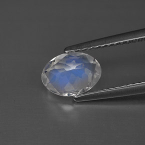 0.92캐럿 천연 블루 화이트 레인보우 문스톤, 타원형 컷, 7.9×5.8 mm, VS