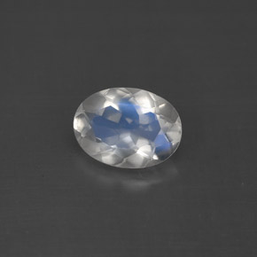 1.01캐럿 천연 블루 화이트 레인보우 문스톤, 타원형 컷, 8.2×6 mm, VS