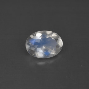 1.01캐럿 천연 블루 화이트 레인보우 문스톤, 타원형 컷, 8.2×6 mm, VS