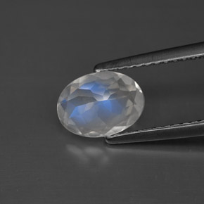 1.01캐럿 천연 블루 화이트 레인보우 문스톤, 타원형 컷, 8.2×6 mm, VS