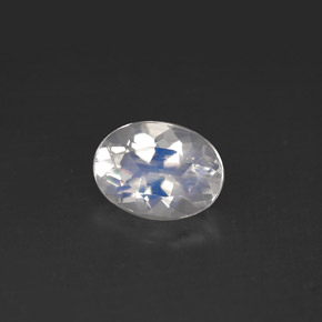 1.14캐럿 천연 블루 화이트 레인보우 문스톤, 타원형 컷, 8×5.9 mm, VS