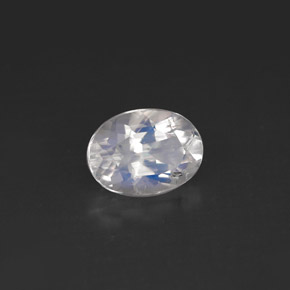 1.14캐럿 천연 블루 화이트 레인보우 문스톤, 타원형 컷, 8×5.9 mm, VS