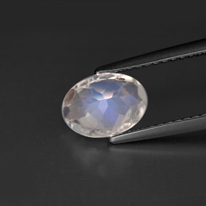 1.14캐럿 천연 블루 화이트 레인보우 문스톤, 타원형 컷, 8×5.9 mm, VS