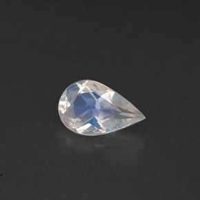 0.66캐럿 천연 블루 화이트 레인보우 문스톤, 배 모양, 8.2×5.1 mm, VS
