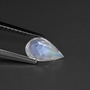 0.66캐럿 천연 블루 화이트 레인보우 문스톤, 배 모양, 8.2×5.1 mm, VS