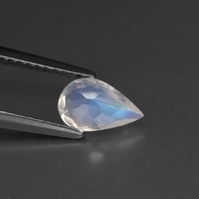 0.70캐럿 천연 블루 화이트 레인보우 문스톤, 배 모양, 8.1×5.1 mm, VS