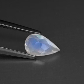 0.61캐럿 천연 블루 화이트 레인보우 문스톤, 배 모양, 8×5.1 mm, VS