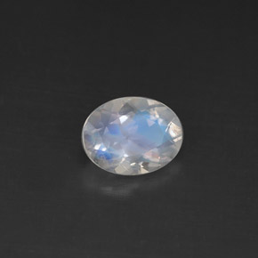 0.92캐럿 천연 블루 화이트 레인보우 문스톤, 타원형 컷, 7.6×5.9 mm, VS