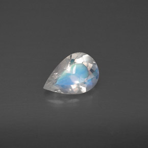 0.50캐럿 천연 블루 화이트 레인보우 문스톤, 투명한, 6.9×4.8 mm, 투명/반투명
