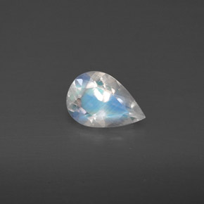 0.50캐럿 천연 블루 화이트 레인보우 문스톤, 투명한, 6.9×4.8 mm, 투명/반투명