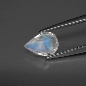 0.50캐럿 천연 블루 화이트 레인보우 문스톤, 투명한, 6.9×4.8 mm, 투명/반투명
