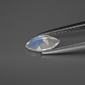 0.49캐럿 천연 화이트 레인보우 문스톤, 투명한, 8×4.2 mm, 투명/반투명