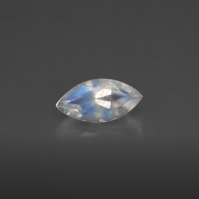 0.55캐럿 천연 블루 화이트 레인보우 문스톤, 투명한, 8×4 mm, 투명/반투명