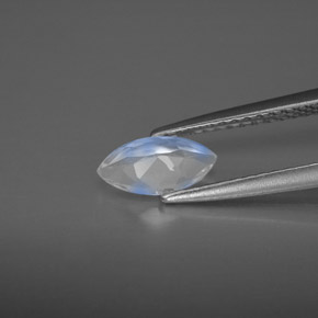 0.46캐럿 천연 화이트 레인보우 문스톤, 투명한, 8.1×4.1 mm, 투명/반투명