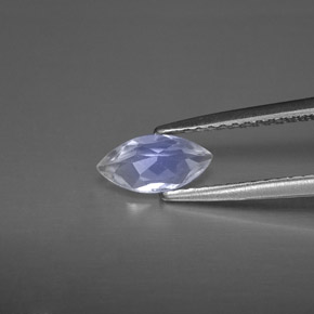 0.41캐럿 천연 블루 화이트 레인보우 문스톤, 투명한, 8.1×4.1 mm, 투명/반투명