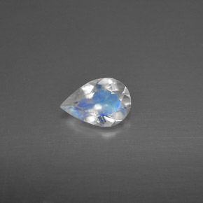 0.50캐럿 천연 블루 화이트 레인보우 문스톤, 투명한, 7×4.8 mm, 투명/반투명