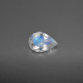0.50캐럿 천연 블루 화이트 레인보우 문스톤, 투명한, 7×4.8 mm, 투명/반투명