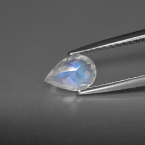 0.50캐럿 천연 블루 화이트 레인보우 문스톤, 투명한, 7×4.8 mm, 투명/반투명