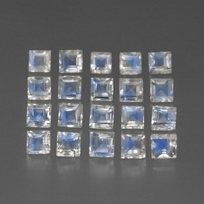 캐럿 천연 블루 화이트 레인보우 문스톤 보석, 투명한, 3.1×3.1 mm, 투명/반투명