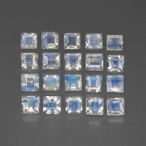 3.35캐럿 천연 블루 화이트 레인보우 문스톤 보석, 투명한, 3.1×3 mm, 투명/반투명
