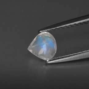 0.35캐럿 천연 블루 화이트 레인보우 문스톤, 투명한, 5×5 mm, 투명/반투명