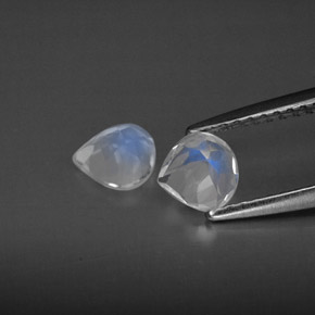 캐럿 천연 블루 화이트 레인보우 문스톤 보석, 투명한, 5.1×5.1 mm, 투명/반투명
