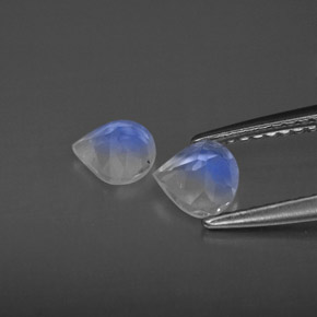 캐럿 천연 블루 화이트 레인보우 문스톤 보석, 투명한, 5.2×5 mm, 투명/반투명