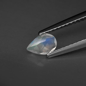 0.37캐럿 천연 블루 화이트 레인보우 문스톤, 투명한, 5.9×4.1 mm, 투명/반투명