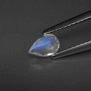 0.35캐럿 천연 블루 화이트 레인보우 문스톤, 투명한, 6×4 mm, 투명/반투명