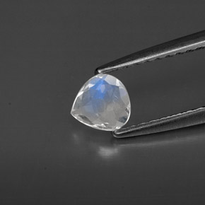 0.24캐럿 천연 블루 화이트 레인보우 문스톤, 투명한, 4.6×4.5 mm, 투명/반투명