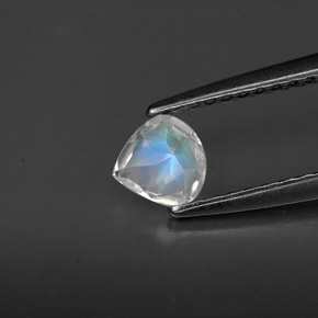 0.31캐럿 천연 블루 화이트 레인보우 문스톤, 투명한, 4.8×4.7 mm, 투명/반투명