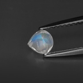 0.33캐럿 천연 블루 화이트 레인보우 문스톤, 투명한, 4.8×4.7 mm, 투명/반투명