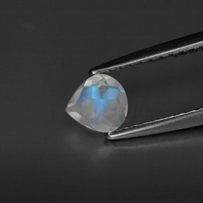 0.26캐럿 천연 블루 화이트 레인보우 문스톤, 투명한, 5×4.7 mm, 투명/반투명