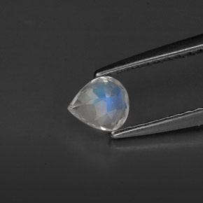 0.32캐럿 천연 블루 화이트 레인보우 문스톤, 투명한, 4.8×4.3 mm, 투명/반투명