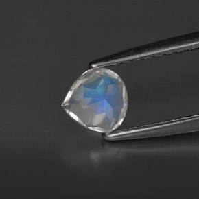 0.40캐럿 천연 블루 화이트 레인보우 문스톤, 투명한, 5.1×4.9 mm, 투명/반투명