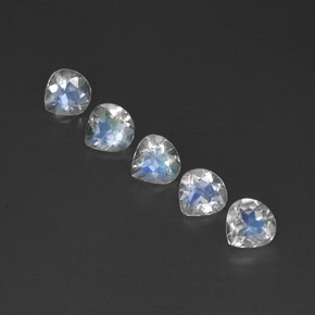 캐럿 천연 블루 화이트 레인보우 문스톤 보석, 투명한, 5×4.9 mm, 투명/반투명