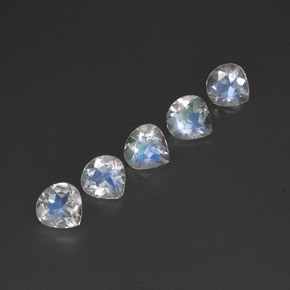캐럿 천연 블루 화이트 레인보우 문스톤 보석, 투명한, 5×4.9 mm, 투명/반투명