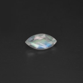 0.30캐럿 천연 화이트 블루 레인보우 문스톤, 투명한, 7×3.5 mm, 투명/반투명