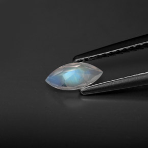 0.30캐럿 천연 화이트 블루 레인보우 문스톤, 투명한, 7×3.5 mm, 투명/반투명
