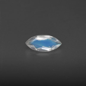 0.31캐럿 천연 화이트 블루 레인보우 문스톤, 투명한, 7.7×3.6 mm, 투명/반투명